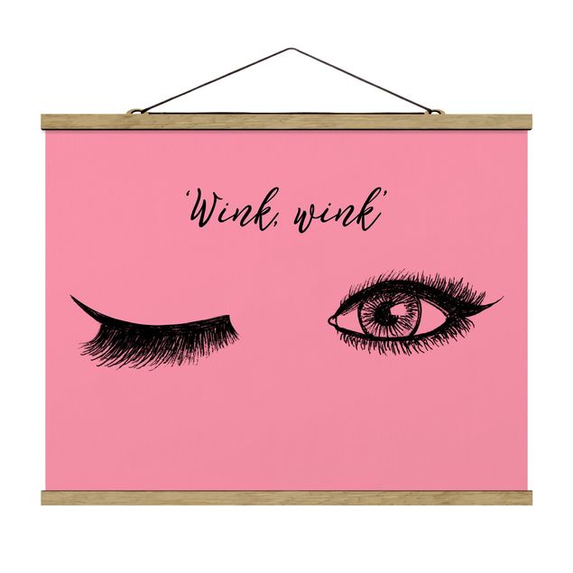 Fabric print with poster hangers - Eyelashes Chat - Wink