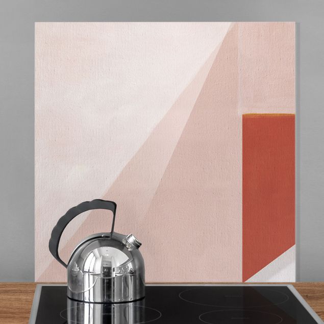 Glass splashback kitchen abstract Pink Geometry