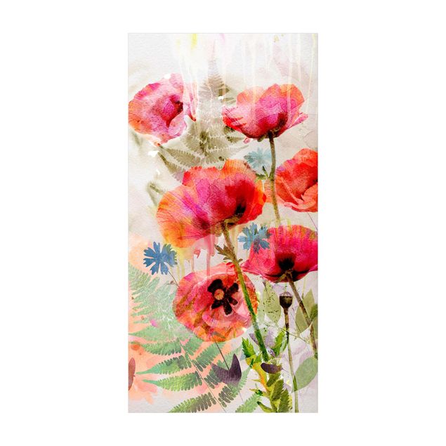Floral rugs Watercolour Flowers Poppy