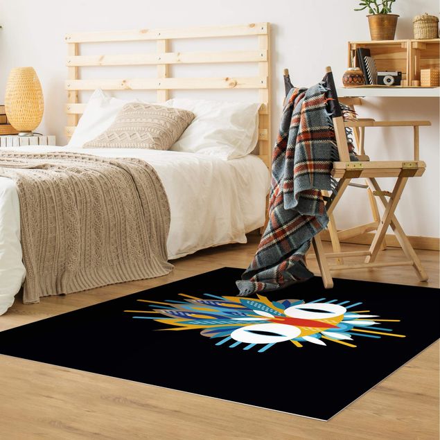 Modern rugs Collage Ethno Mask - Bird Feathers