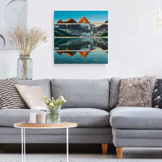 Print on wood - Mountain Landscape At Lake Magog In Canada