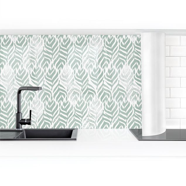 Kitchen wall cladding - Vintage Pattern Branch With Leaves II