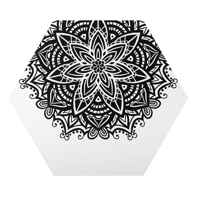 Alu-Dibond hexagon - Mandala Flower With Heart