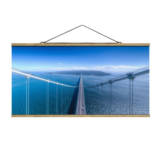 Fabric print with poster hangers - Bridge To The Island