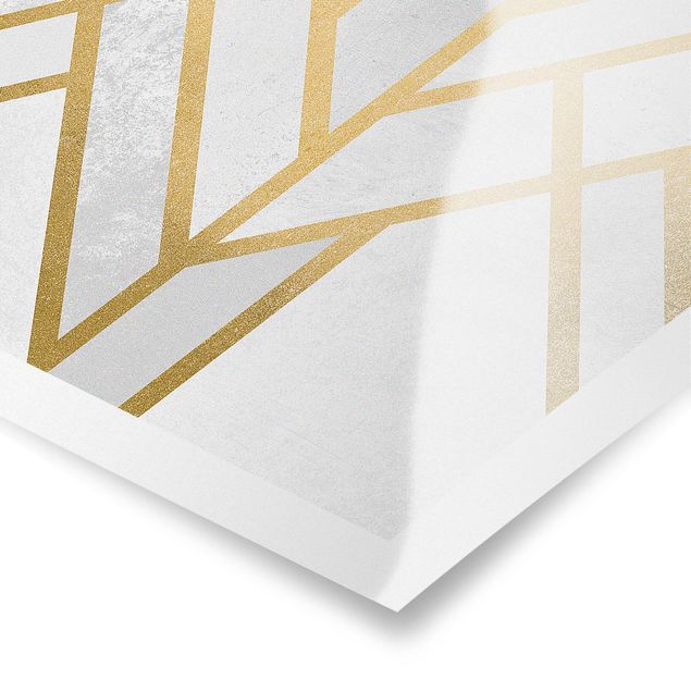 Poster - Art Deco Geometry White Gold