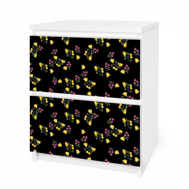 Adhesive film for furniture IKEA - Malm chest of 2x drawers - Mille Fleurs Pattern
