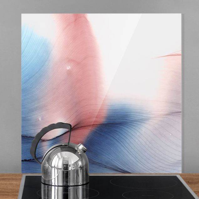 Glass splashback art print Mottled Colour Dance In Blue With Red
