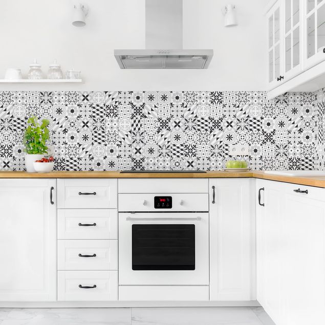 Kitchen splashback patterns Geometrical Tile Mix Black