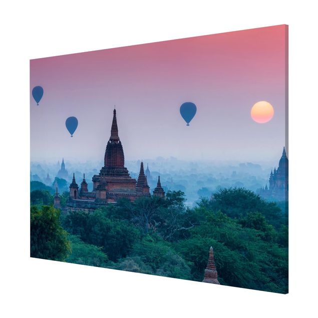 Magnetic memo board - Hot-Air Balloon Above Temple Complex