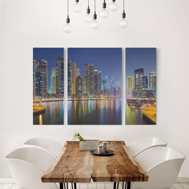 Print on canvas 3 parts - Dubai Night Skyline