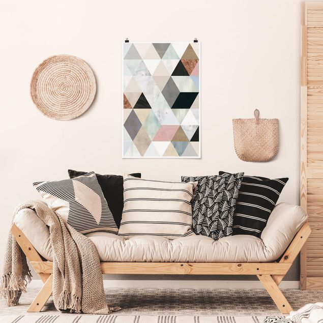 Poster pattern & textures - Watercolour Mosaic With Triangles I
