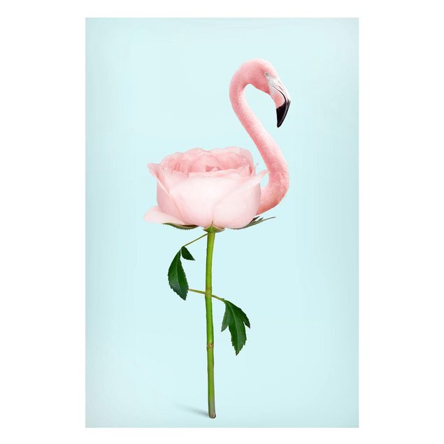 Magnetic memo board - Flamingo With Rose