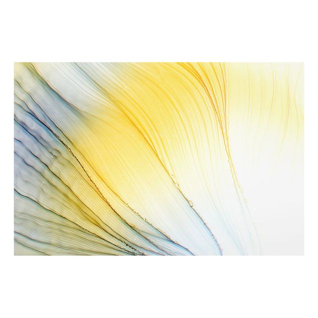 Splashback - Mottled Colours In Honey Yellow - Landscape format 3:2