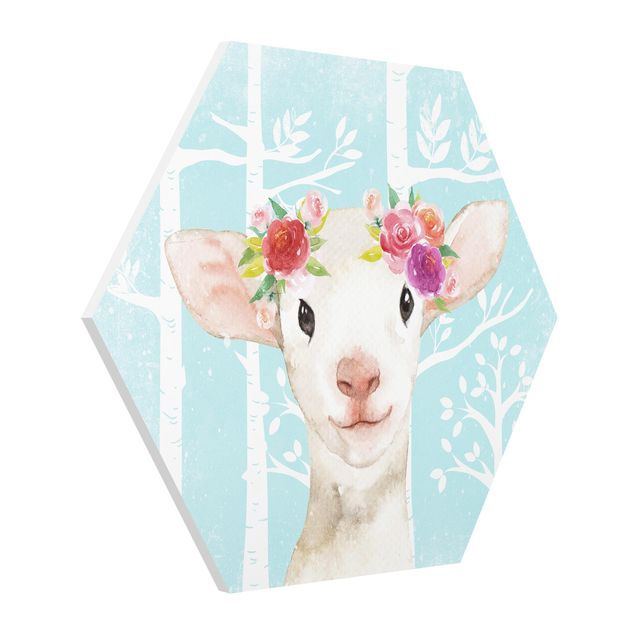 Hexagon Picture Forex - Watercolor Sheep Turquoise