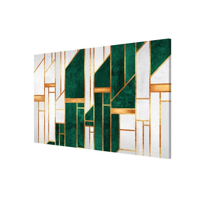 Magnetic memo board - Emerald And gold Geometry