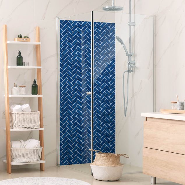 Shower panels Fish Bone Tiles - Blue
