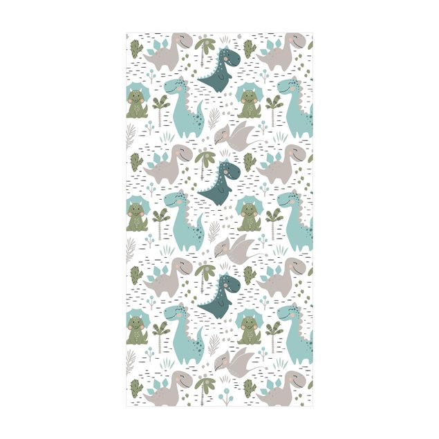 contemporary rugs Friendly Dinosaur With Palm Trees And Cacti