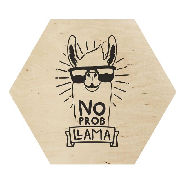 Wooden hexagon - No Probllama