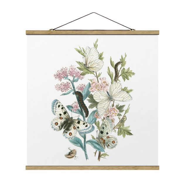 Fabric print with poster hangers - British Butterflies I