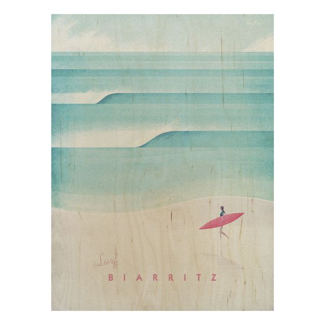 Print on wood - Travel Poster - Biarritz