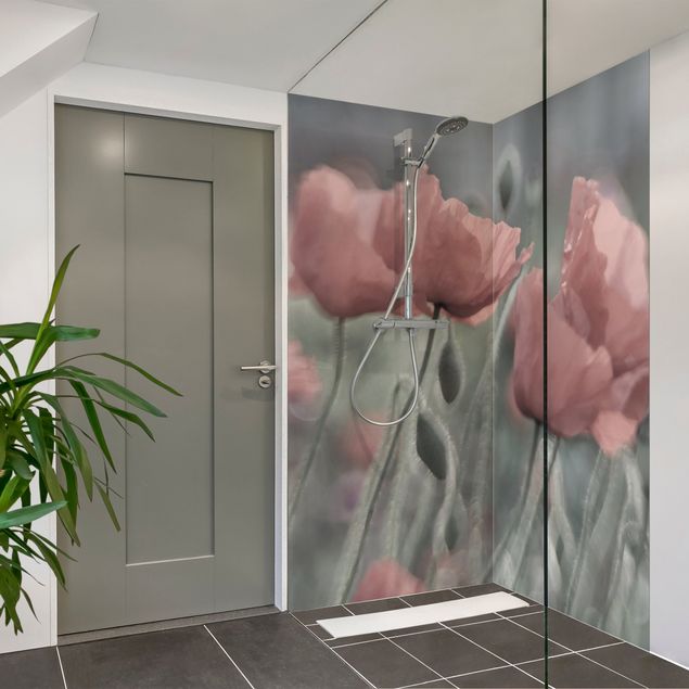 Shower wall cladding - Picturesque Poppy