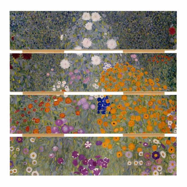 Print on wood - Gustav Klimt - Cottage Garden