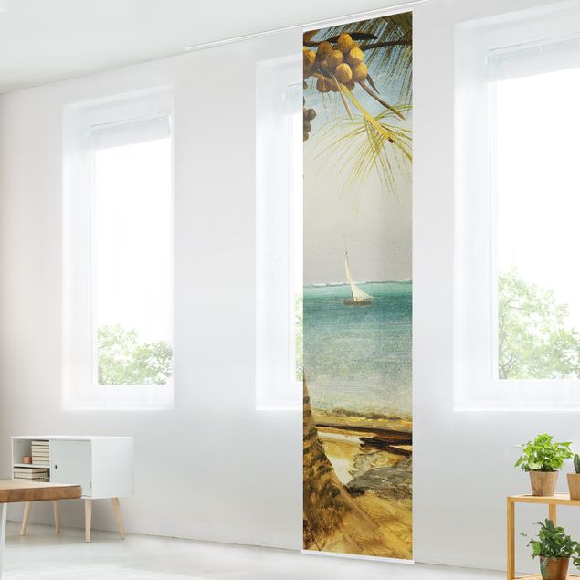 Sliding panel curtains set - Albert Bierstadt - Tropical Coast