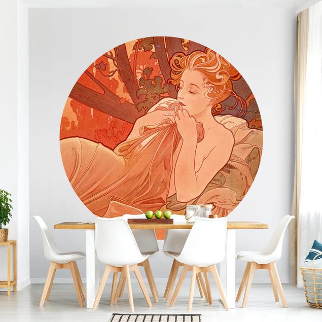 Self-adhesive round wallpaper - Alfons Mucha - Dusk