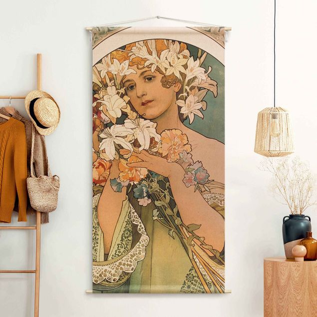 modern tapestry Alfons Mucha - Flower