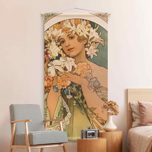 extra large tapestry Alfons Mucha - Flower