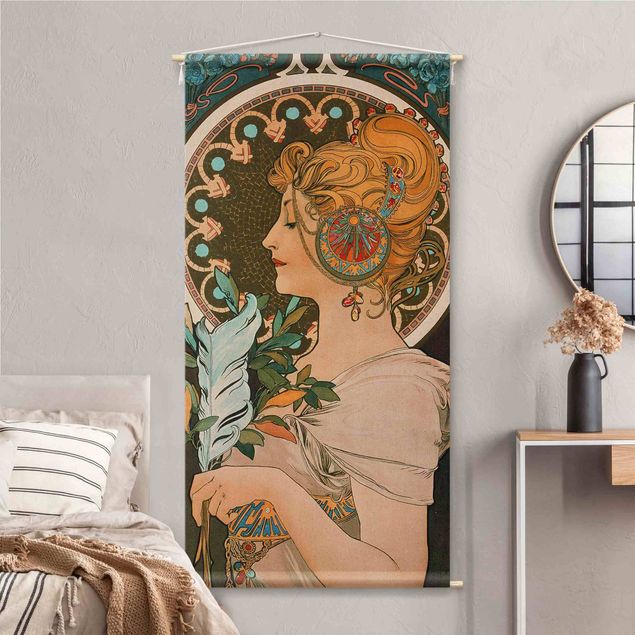 extra large tapestry wall hangings Alfons Mucha - The Feather