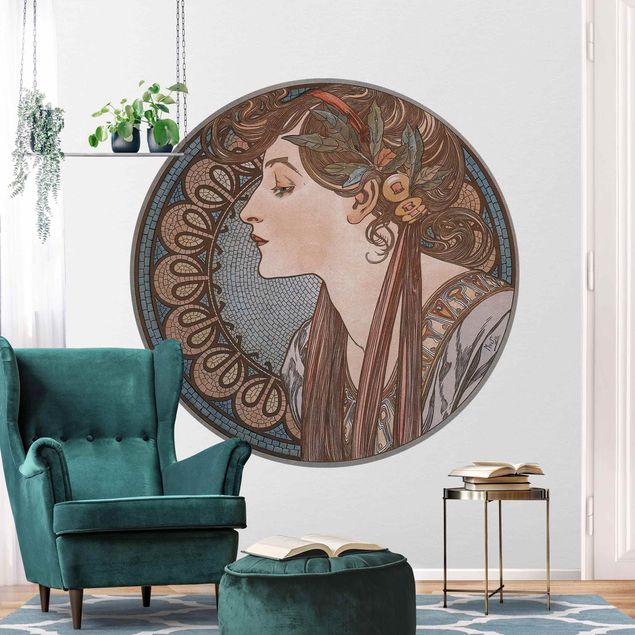 Self-adhesive round wallpaper - Alfons Mucha - Helena