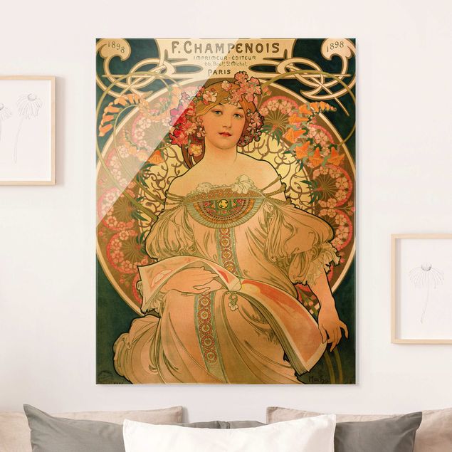 Glas Magnettafel Alfons Mucha - Poster For F. Champenois
