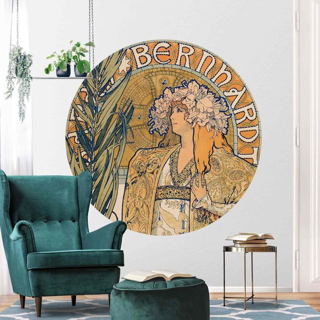 Self-adhesive round wallpaper - Alfons Mucha - Poster For The Play Gismonda