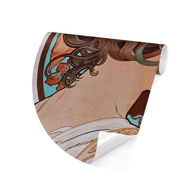 Self-adhesive round wallpaper - Alfons Mucha - Primrose