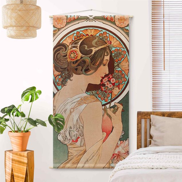 modern wall tapestry Alfons Mucha - Primrose