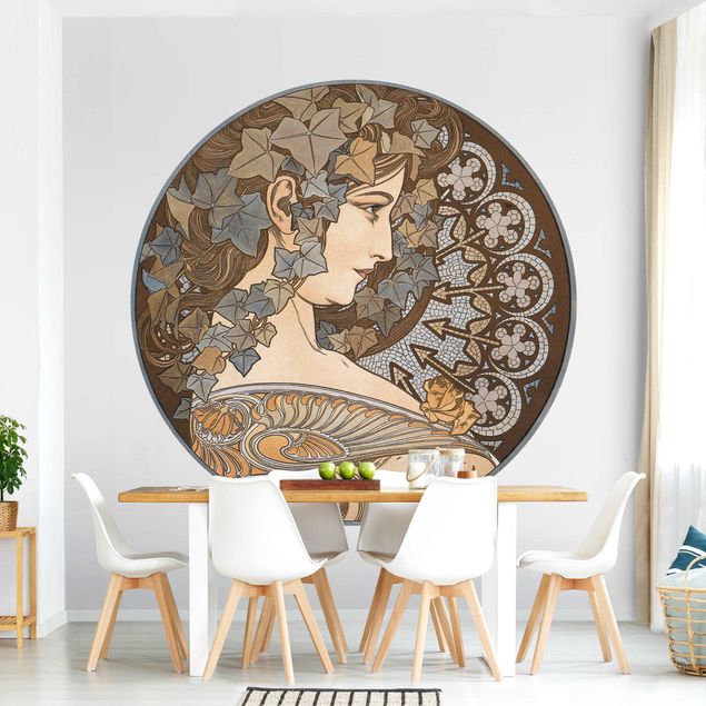 Self-adhesive round wallpaper - Alfons Mucha - Synthia