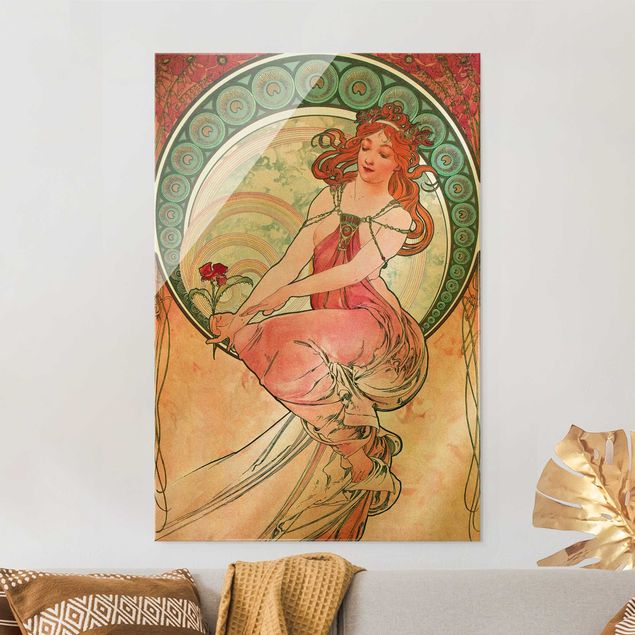 Magnettafel Glas Alfons Mucha - Four Arts - Painting