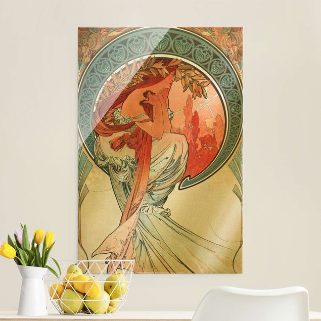 Glass print - Alfons Mucha - Four Arts - Poetry