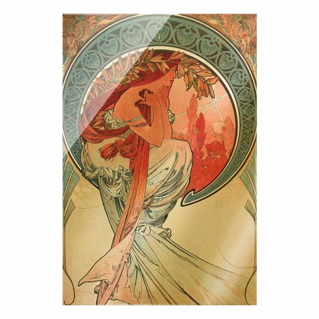Glass print - Alfons Mucha - Four Arts - Poetry