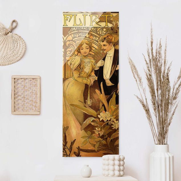 Glas Magnettafel Alfons Mucha - Advertising Poster For Flirt Biscuits