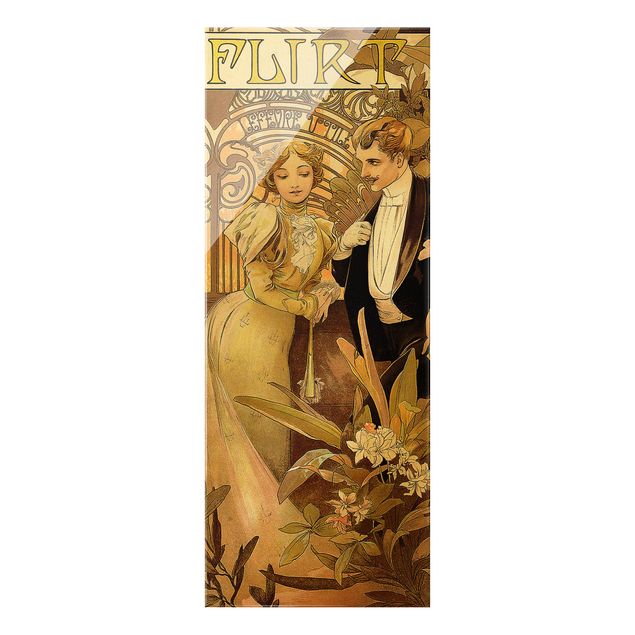 Glass print - Alfons Mucha - Advertising Poster For Flirt Biscuits