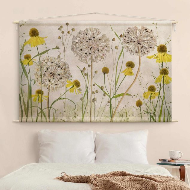 extra large tapestry wall hangings Allium And Helenium Illustration