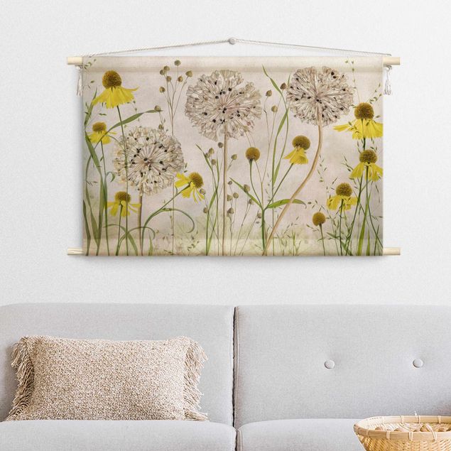 wall hanging decor Allium And Helenium Illustration