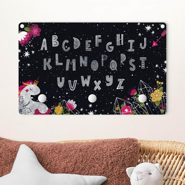 Coat rack for children - Alphabet With Unicorn And Crystal