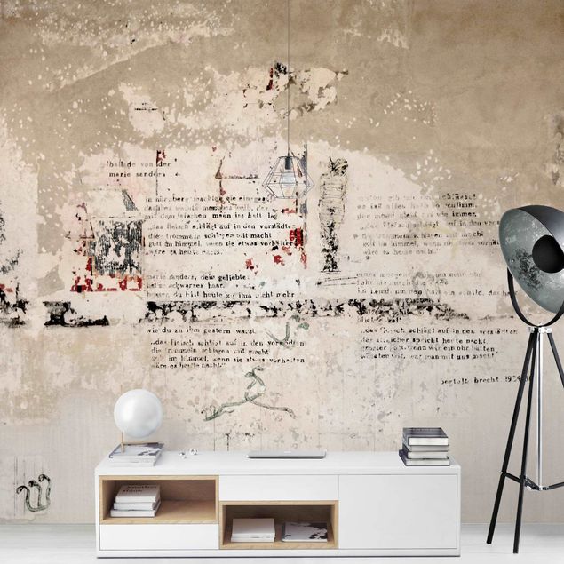 Wallpaper - Old Concrete Wall With Bertolt Brecht Verses