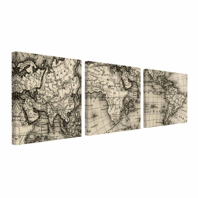 Print on canvas 3 parts - Old World Map Details