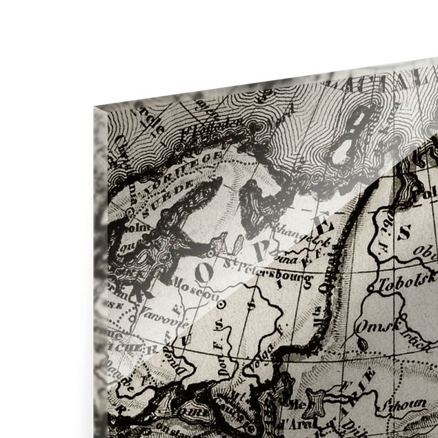 Glass print 3 parts - Old World Map Details