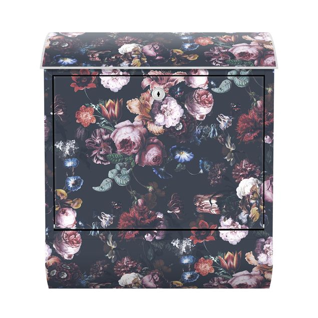 Letterbox - Old Masters Flowers With Tulips And Roses On Dark Gray