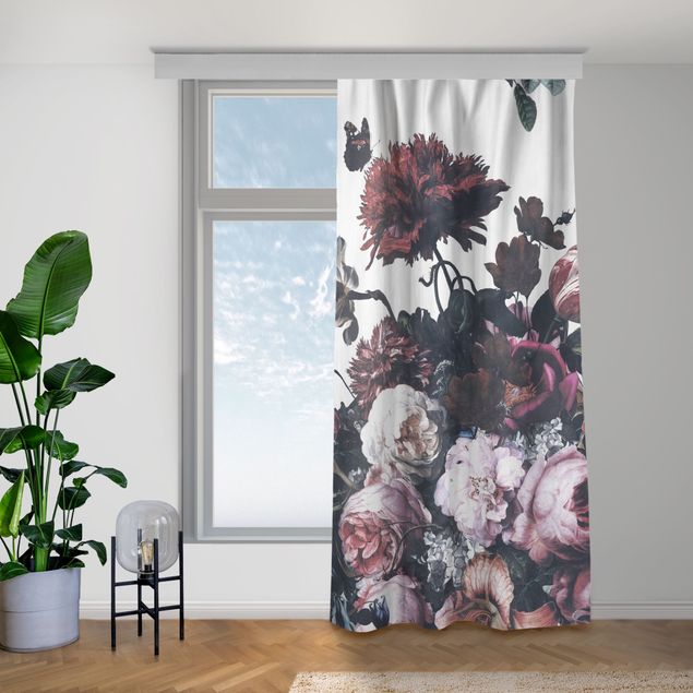 custom curtain Old Masters Flower Rush With Roses Bouquet